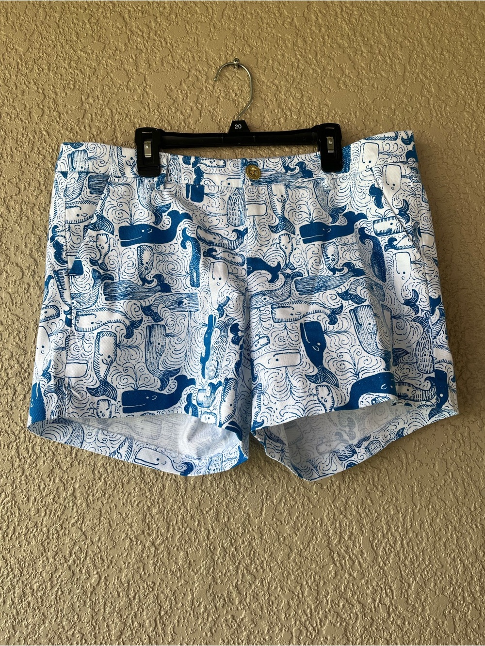 Lilly Pulitzer Blue and White Whale-Print Bermuda Shorts